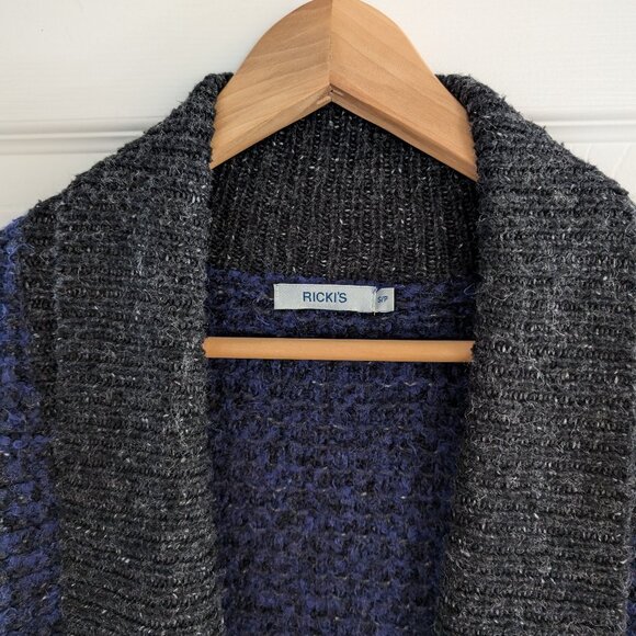 Ricki's open front cardigan sweater textured knit blue size small - Picture 6 of 12